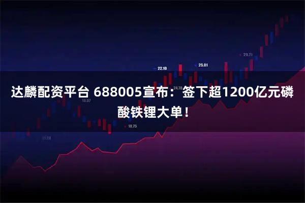 达麟配资平台 688005宣布：签下超1200亿元磷酸铁锂大单！