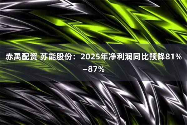 赤禹配资 苏能股份：2025年净利润同比预降81%—87%